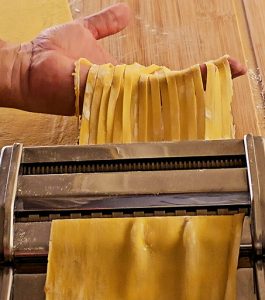 Tagliatelle Through Pasta Machine Cutter
